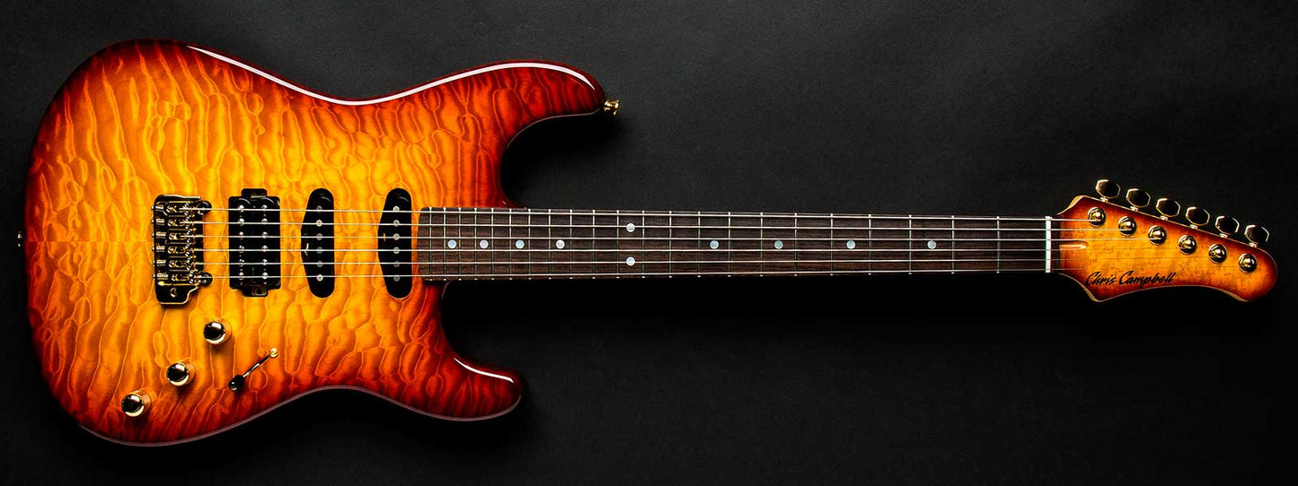 Chris Campbell Guitars Custom Shop Modern Caldera Burst Presentation Quilt